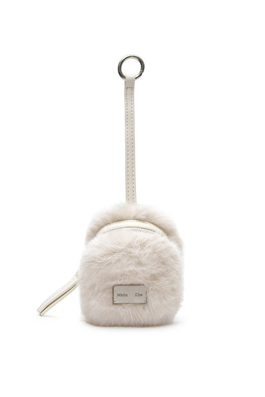 SOFT FUR MINI CUBE POUCH IN IVORY