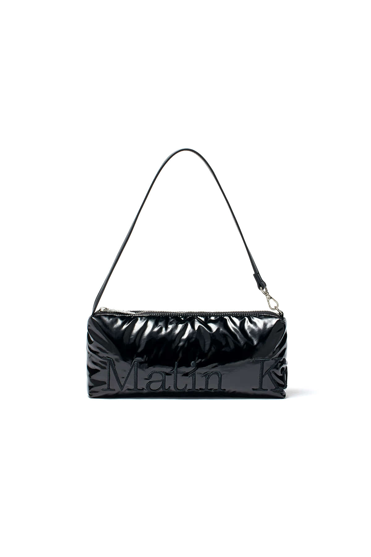 GLOSSY LOGO STITCH MINI SHOULDER BAG IN BLACK