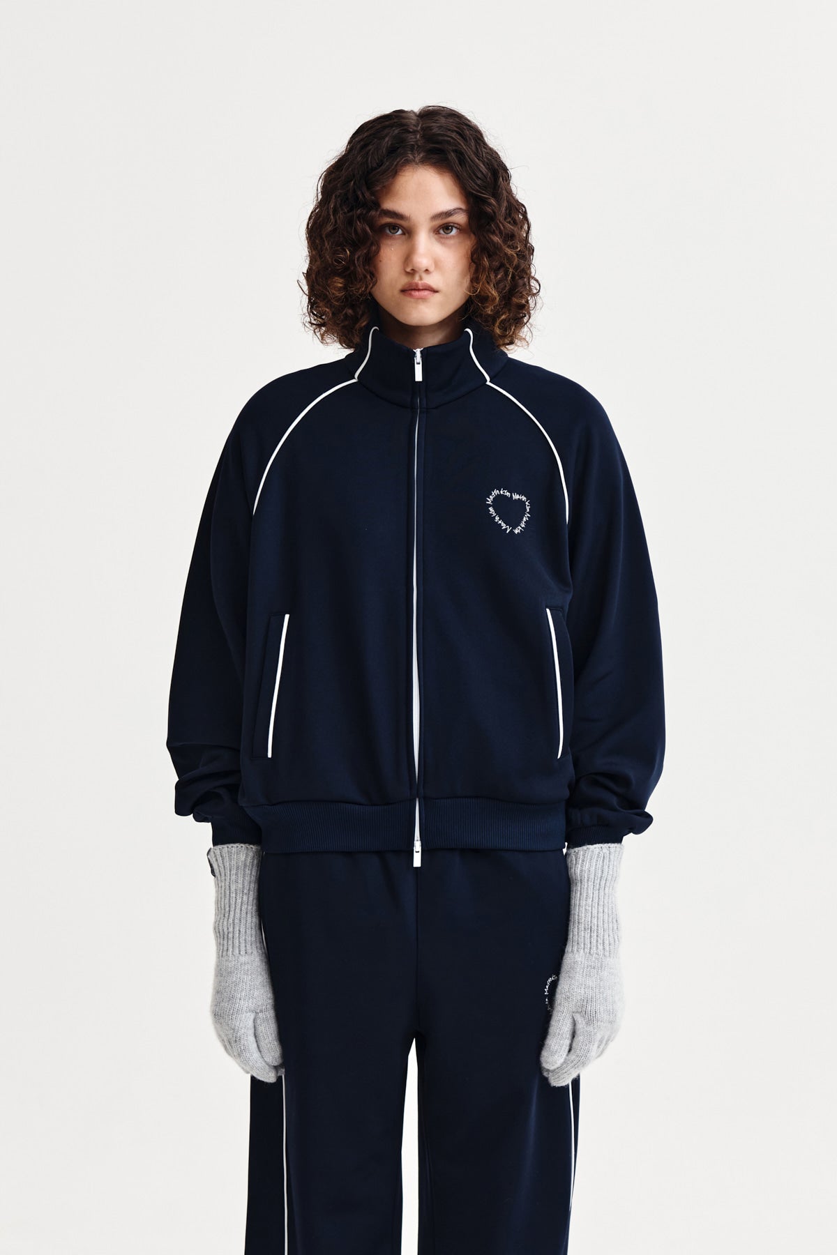 HEART LOGO TRACK JUMPER IN NAVY