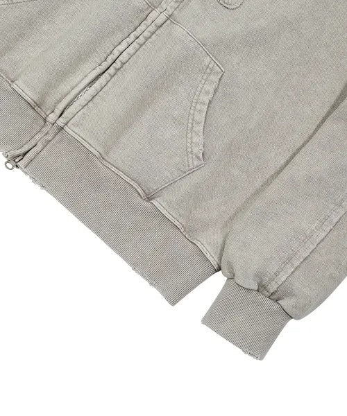 ★[LE SSERAFIM Chaewon Worn] 【ULKIN】Mugung Vintage Two-Way Hooded Zip-Up_Oatmeal