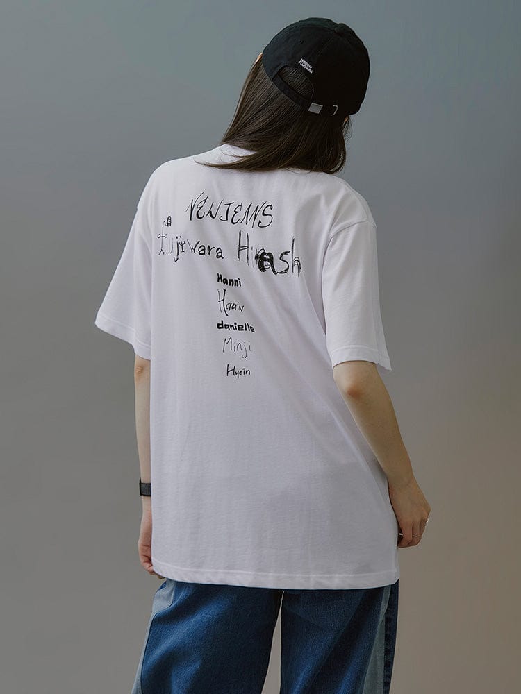 NewJeans x Hiroshi Fujiwara 꼴레 티셔츠 VER.4 (WHITE)
